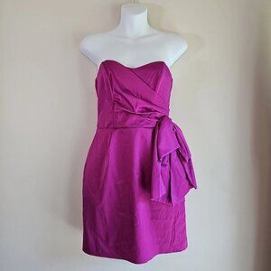 Speechless Magenta Strapless Dress With Side Bow And Pockets-Size: 3